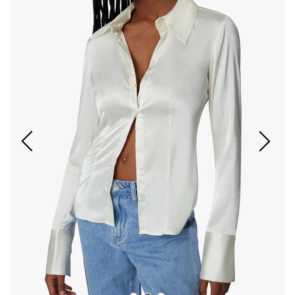 Ivory Danielle Bernstein / We Wore What silky button up blouse size 4